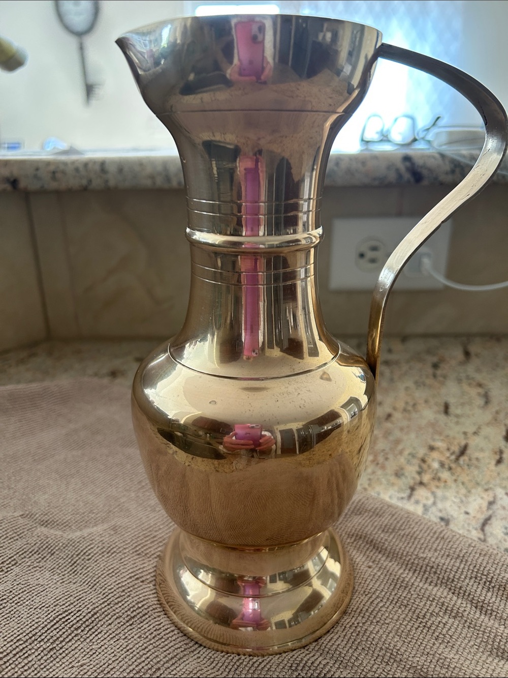 Brass Pitcher Vase Jug in Antique-Style. Made in India